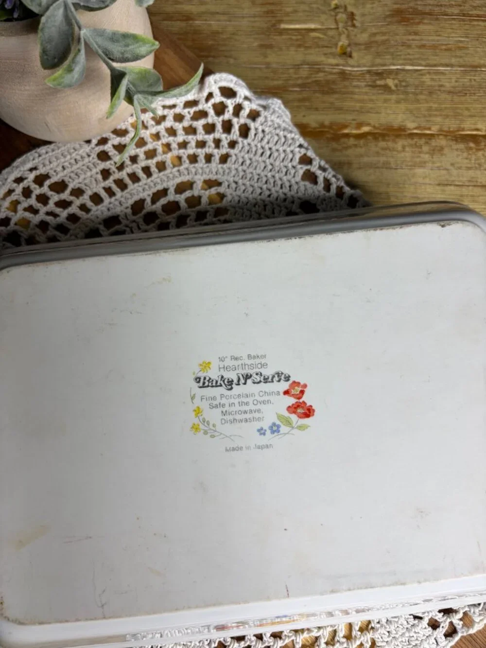 Vintage Hearthside Poppy Garden Porcelain Rectangular Baker 10.5